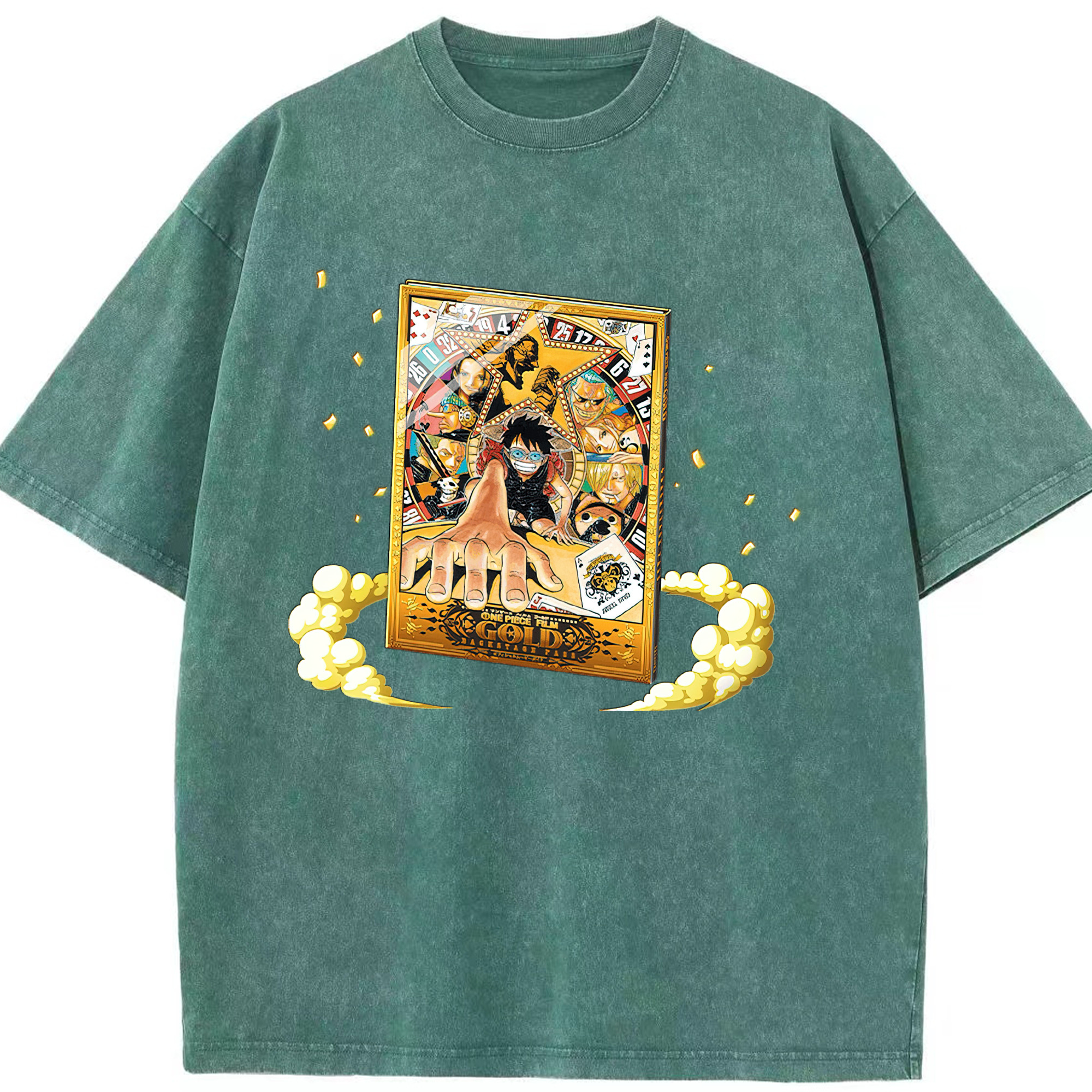 ワンピース モンキー・D・ルフィ ONE PIECE Monkey D. Luffy 綿100% ヴィンテージ風 半袖Tシャツ（フロントプリント）